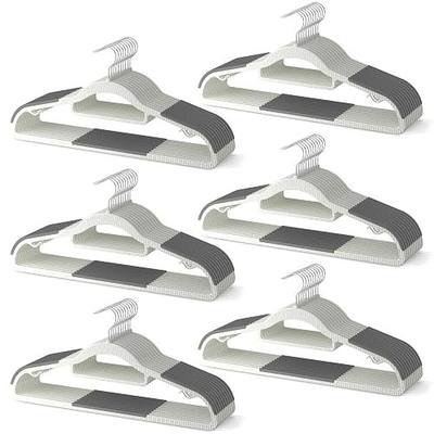 60 Pack Heavy Duty Plastic Hangers, Non Slip Clothes Hangers with Rubber Pads and 360° Hook - Thin Space Saving Hanger, Closet Organizer for Shirt, Pants, Suit, Skirt,Coat - Gray