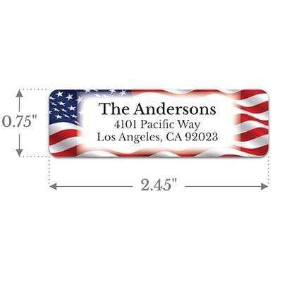 Personalized Patriotic Return Address Labels, Self-Adhesive Address Stickers on Sheets, 50-1000 Labels (Flag Border)