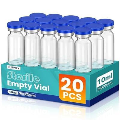 10ml Sterile Vials with Self Healing Injection Port and Sealing Cap, Glass Sterile Vials for Injections 20 Pack(Empty Vial, No Liquid)