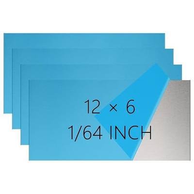 4 Pack 304 Stainless Steel Sheets Metal, 12" x 6" x 1/64" (0.4MM) Sheet Metal, Food Grade Steel Plate Perfect for DIY, Kitchen & Crafts, Corrosion Resistant for Automotive & HVAC