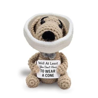 Well At Least You Don’t Have to Wear a Cone – Funny and Thoughtful Crochet Dog Gift – 4.5" Handmade Plush for Surgery Recovery, Vasectomy Humor, or Quirky Retirement Gift