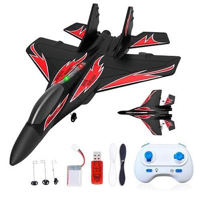 Foam Remote Control Wireless Airplanes RC Planes, Remote Control Fighter Toys, 2CH 2.4Ghz RC Fighter Jet with Light, Hobby Rc Airplanes Easy to Fly for Kids Boys Adults(Black)