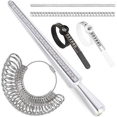 Ring Sizer Measuring Tool Kit Metal Mandrel Finger Gauge Ring Sizing Tape Sizers US Sizes 0‑13/1‑17 Accurate Ring Size Measurement for Men & Women Jewelry