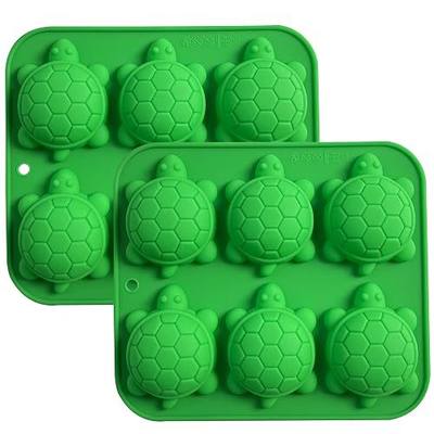 Silicone Turtle Molds for Candy Making, Chocolate Sheet Ice Cube Tray 6-Cavity Design, 2-Pack, Green