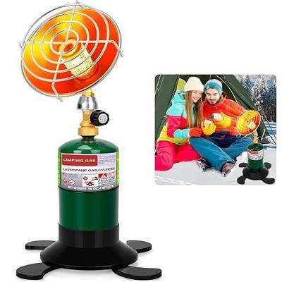 Portable Propane Heater for Camping, Outdoor Small Space Patio Heater with Control Valve, Radiant Cordless Tent Heaters with Foldable Gas Tank Holder for Hiking Ice Fishing Hunting Backyard