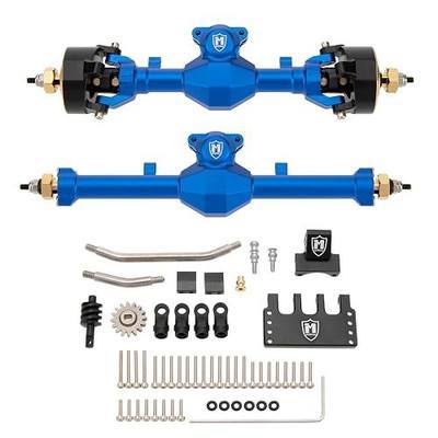 MEUS Racing Isokinetic 3-Section CVD Front and Rear Axles Maximum Steering Angle 52° Wider +5MM for Axial SCX24 Deadbolt C10 JLU Gladiator Bronco 1/24 RC Crawler Upgrade Parts (Anodized Blue)