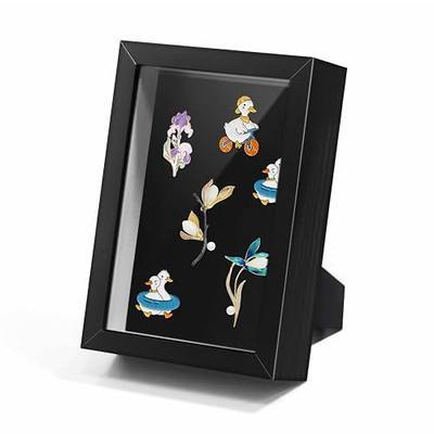 Black Lapel Pin Display Case, 4x6 Shadow Box Frame for Walls and Desktops,Shadow Box for Pins, Enamel Pin Display Frame(Black,4X6 1 Pack)