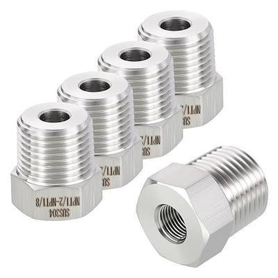 5 Pack 304 Stainless Steel Male to FeMale Adapter, 1/2" Male NPT x 1/8" FeMale NPT Hex Bushing Reducer for Industrial, Automotive, Fluid Transfer, Home Gardening, Water Treatment