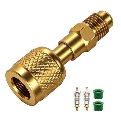 R32/R454B/A2L Brass Refrigerant Adapter, 1/4" LH Female to RH Male Reverse Thread with Non-slip Handle, Straight Quick Connect Fitting for HVAC Repair, Mini Split Systems and Refrigerant Tanks