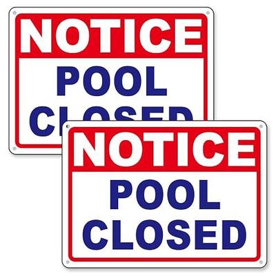 (2 Pack) Pool Closed Sign, Swimming Pool Closed Signs - Durable Aluminum Rust Free Waterproof Metal Pool Closed Signage - for Hotels Communities and Public Pools - Easy to Install (10x14 inches)