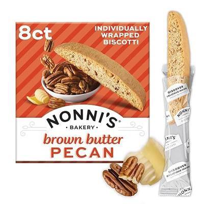 Nonni's Brown Butter Pecan Biscotti, Nutty Pecan Cookie with Rich Browned Butter Flavor, 8 Individually Wrapped Bakery Snacks, 5.52 oz