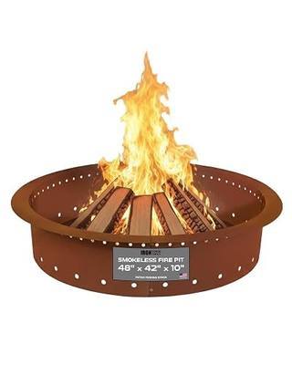 Iron Forge Tools Smokeless Outdoor Fire Pit Ring Insert 48 Inch Round | heavy duty corten steel, permanent fire pit rings, backyard bonfire, smokeless firepit, 42 inch inner ring, pit liner insert