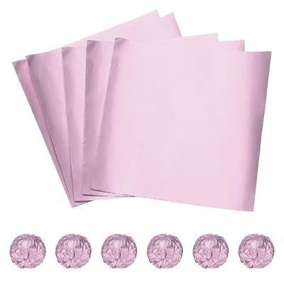 MECCANIXITY 5 Inch Light Pink Foil Candy Wrappers 100Pcs Aluminum Foil Glossy Chocolate Foil Wrappers Square for Caramel Candies Decoration