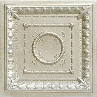 À LA MAISON CEILINGS R47 Romanesque Wreath Foam Glue-Up Ceiling Tile (128 Sq. Ft./Case), Pack of 48, Onyx Gold