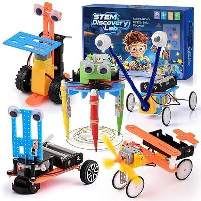 STEM Kits for Kids Ages 6-12, 5-in-1 Robot Building Science Kit for Boys Girls, DIY Robotics Engineering Projects, Educational STEM Toys, Birthday for Kids Age 6 7 8 9 10 11 12