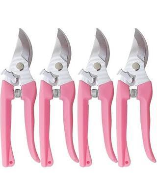 Pruning Shears for Gardening, 4 Pack Garden Scissors for Cutting Fresh Flowers, Floral Clippers for Plants, Fruits (Pink)