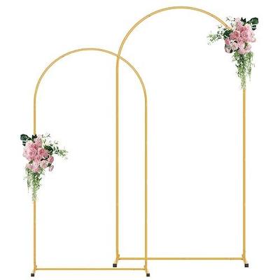Metal Arch Backdrop Stand Set of 2 (7.2FT/6FT), Easy Assemble Balloon Arch Stand Kit, Decorative Backdrop Arch Stand, Gold Wedding Arch for Birthday Party and Baby Shower Decoration