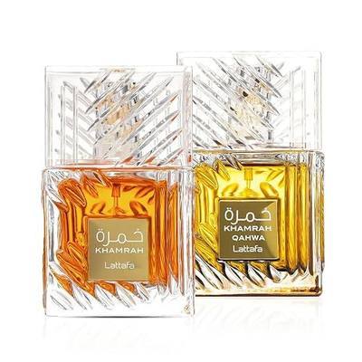 Lattafa Khamrah & Khamrah Qahwa Eau De Parfum Unisex 3.4 Fl Oz | Long-Lasting Arabic Perfume for Men & Women | Luxury Fragrance Gift Set | Spicy, Sweet & Woody Scent
