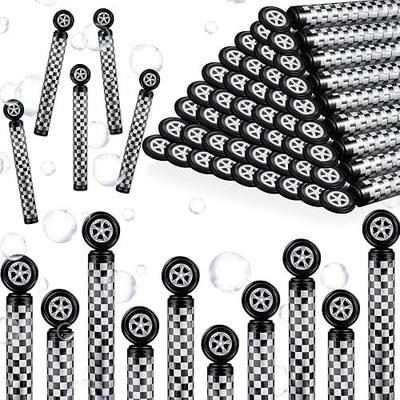 Soulchen 24 Pcs Race Car Party Favors Checkered Bubble Wands Black and White Checkered Mini Bubble Wand for Race Car Birthday Party Supplies Classroom Prizes Pinata Goodie Bag Stuffers Gifts