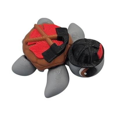 Articulating Turtle Fidget Animal Figurines – Unique 3D Printed Collectibles, Poseable Desk Animals For Adults, Stress Relief and Display Gift (FIREFIGHTER TURTLE)