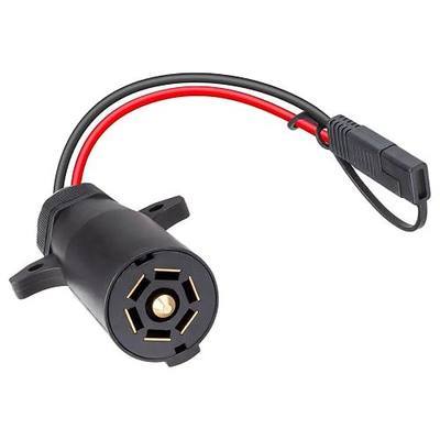 7 Pin Trailer Plug to SAE Connector Adapter - Heavy Duty 10AWG 7 Pin Trailer Cables 1/2/3ft Waterproof Trailer Plug Adapter for RV, Truck, Marine 12V Devices (1Pack, 2ft)