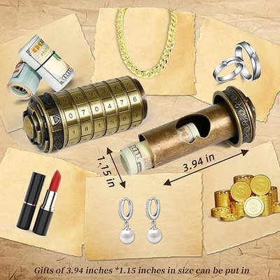 CoEjokno Da Vinci Code Numeric Cryptex Money Puzzle Box for Cash Gift, Jewelry Box with Hidden Compartment, Unique Puzzle Gift for Adults Brain Teaser Valentine’s Day Wedding & Anniversary Present