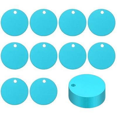 PATIKIL Round Metal Stamping Blanks Tags 1.2", 25 Pcs Round Anodized Aluminum Blank Laser Engraving Dog ID Name Tag with Hole for Pet Craft DIY Decorative, Lake Blue