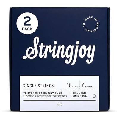 Stringjoy Single Electric Guitar Strings, .010 Gauge for Acoustic & Electric Guitar, SST10, High-Carbon Steel, Individually Sealed, 12 Single Strings