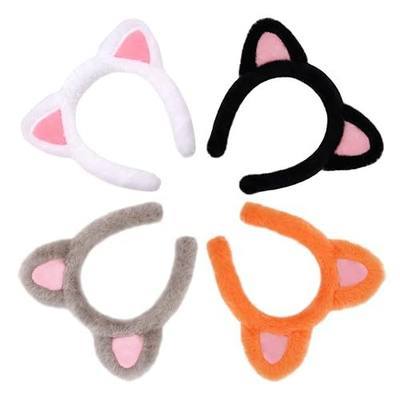 4 Pcs Cat Ears Headbands, Soft Plush Cat Headbands, Fluffy Hair Clips for Women, Perfect for Cosplay, Makeup, Masquerade Balls or Halloween Hair Accessory Costume