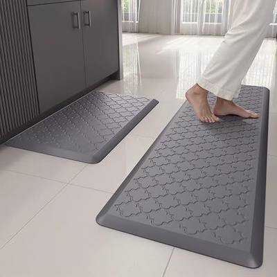 Kitchen Mats for Floor 2 Piece Anti Fatigue Mats, Grey | Kitchen Mats Cushioned Anti Fatigue, 17.3" x 29" + 17.3" x 47", Non Slip Kitchen Rugs, Standing, Office, Sink, Laundry