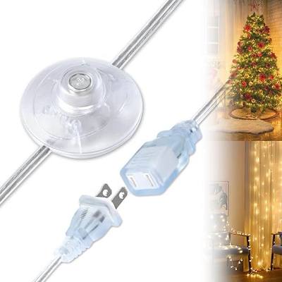 On/Off Foot Pedal Switch Extension Cord 6FT, Single Outlet Plug, 2 Prong Polarized, 3A 125V 18AWG, Clear Foot Switch Extension Cord for Floor Lamp, Table Lamp, Decor