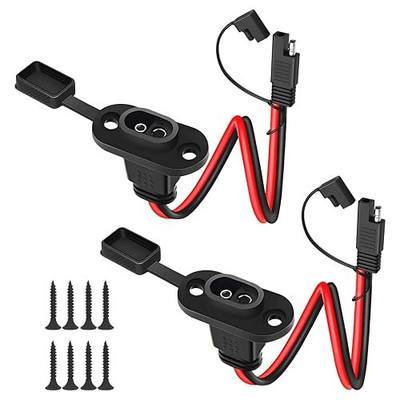 2 Pack SAE Quick Connector Harness, 1FT 10AWG SAE Adapter Male Plug to Female Socket Cable, Waterproof SAE Cord for Solar Panel Generator Charger (Square)