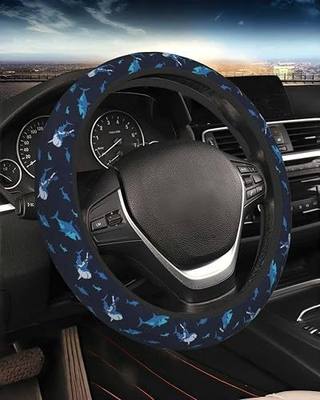 Neoprene Universal Steering Wheel Cover - Blue Shark | 14.5-15.5 Inch for Car SUV Van Truck, Breathable Non-Slip & Easy to Install