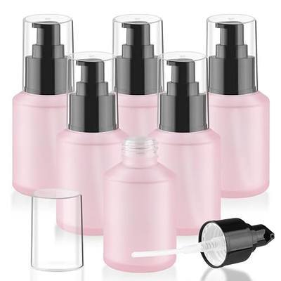 Wresty 6 Pcs Empty Glass Pump Bottles Refillable Cream Lotion Bottles Travel Sample Bottle Cosmetic Dispenser Bottle Containers For Lotion Cream Emulsion Essence (Pink, 60ml/2oz)
