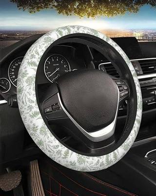 Neoprene Universal Steering Wheel Cover - Green Plants | 14.5-15.5 Inch for Car SUV Van Truck, Breathable Non-Slip & Easy to Install