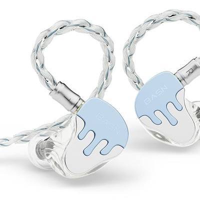 BASN BmasterX Wired in Ear Audio Monitor 6 Drivers Multi Jack (Blue/White) | Crystal Clear Sound, Detachable Cable, Carrying Case Fit Kit, for Musician Stage Studio, Interchangeable 3.5mm 4.4mm Plugs