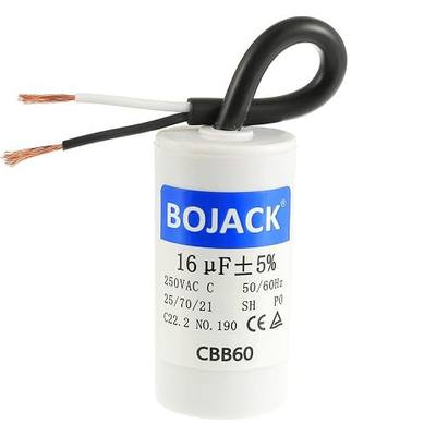 BOJACK Run Capacitor 16 uF 250V AC 16 MFD CBB60 2 Wire 50/60Hz Cylinder Motor Run Capacitor for Motor Blower air Compressor and air Conditioner Compressor Replacement Part