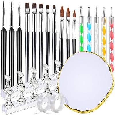 FANDAMEI Nail Art Brushes, Nail Art Tools, Nail Design Tools, Nail Brush Set With Nail Stand, Nail Holder For Painting Nails, 11PCS Nail Brushes For Nail Art, 5PCS Nail Dotting Tool, Nail Art Palette