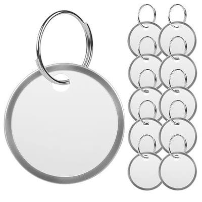 Key Tags Labels with Ring - 10 Pack Metal Rim Key Chain ID Tags/Identifiers with White Writable Round Paper Labels for Name, Luggage, Bags, Backpack, 1 Inches