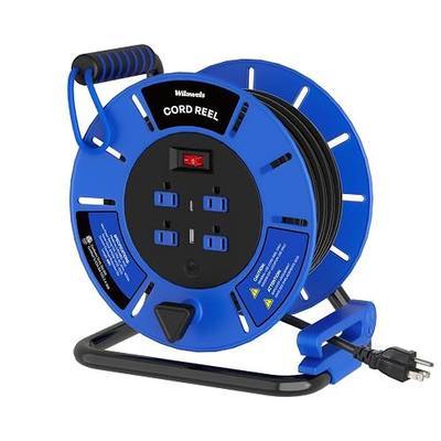 60 FT Retractable Extension Cord Reel, 14AWG Heavy Duty Power Cord with 4 Grounded Outlets, USB-A & USB-C Ports, 13A 1625W, Portable Hand Crank for Indoor Outdoor Use, ETL Listed U60ACR06