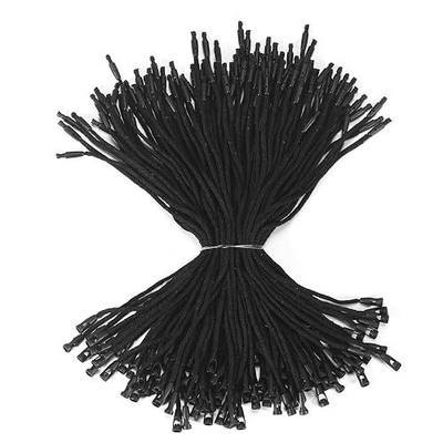 300Pcs 7.7 Inch Cotton Hang Tag String Fasteners with Plastic Snap Lock for Clothing, Luggage Labels, Price Tags(Thickened Diameter,Black)