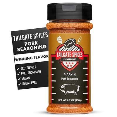 Tailgate Spices Pigskin Pork Rub Seasoning, Sweet and Smoky BBQ Dry Rub for Ribs, Pulled Pork and Smoking, Gluten Free, No MSG, Vegan, 6.7 oz Seasoning Rub
