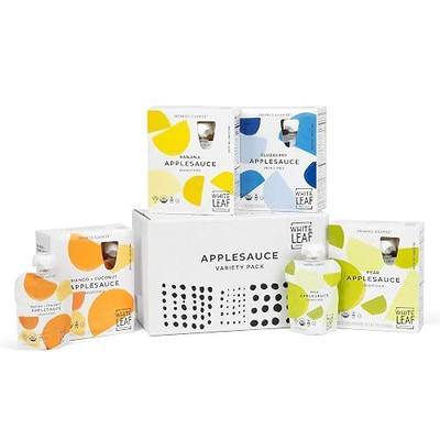 White Leaf Applesauce Pouches, Organic Toddler Snack, Multi Flavor, 16 Pack | 4 Pear, 4 Blueberry, 4 Mango + Coconut, 4 Banana, No Added Sugar, Kosher, Non-GMO, BPA-Free Regeneratively Farmed Apple Sauce