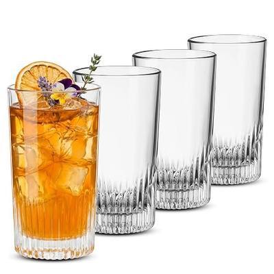 Bormioli Rocco Graphics Beverage/Cooler Glasses, Set of 4-15.52 Oz. Tumblers with Thick Bottom for Collins, Mojitos, Gin Tonics & Mocktails - Stylish Italian Drinkware for Cocktail Presentation
