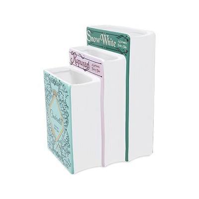 Steel Mill & Co. Triple Book-Shaped Decorative Vase, Grimm's Fairy Tales | Tiered Ceramic Bookshelf Decor, Unique Flower Holder for Book Lovers Featuring Classic Stories
