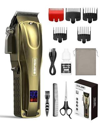 Hair Clippers for Men, Cordless & Corded Barber Clipper with 5Hrs Runtime, 7000RPM Rotary Motor & LED Display, Waterproof Professional Hair Cutting Kit for Men and Home Use (Gold)