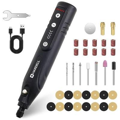 HARDELL 4V Mini Cordless Rotary Tool, 5-Speed with LED & 2000mAh Battery | Cordless carving kit for sanding, polishing, drilling, engraving. Compact for small DIY projects. Long-lasting battery.