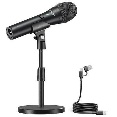 FIFINE AmpliTank TANK2 USB/XLR Dynamic Microphone for Podcast Recording | Studio Desktop Mic with Mute Button, Height-Adjustable Stand, Windscreen for Vocal, Streaming, Voice Over, Black