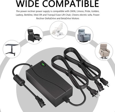 29V 2A Universal Power Cord for Recliner Chair AC/DC Switching Transformer Compatible with Lazy Boy, Couch, Sofa, Standing Desk