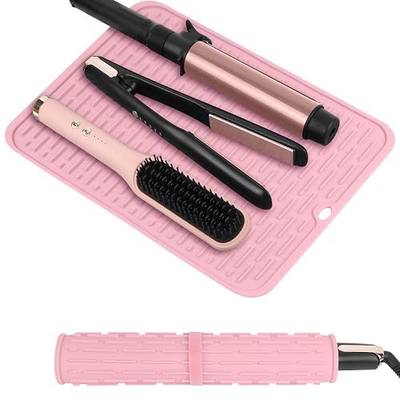 Oversize Silicone Heat Resistant Mat for Hair Tools(14.2" x 11") | Curling Iron Flat Iron Hair Straightener Holder Mat, Portable Hot Hair Tools Cover Pad for Travel Vanity Salon